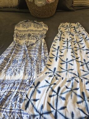 LOFT White & Blue Printed Maxi Dress (Blue Pattern)